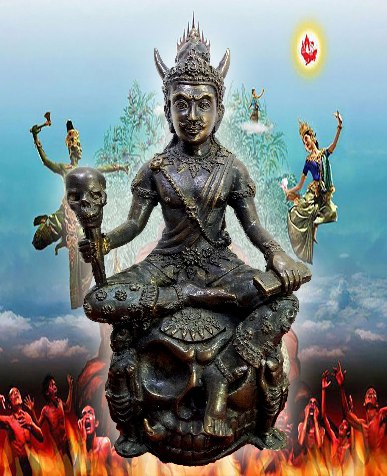 พญายมราช ผู้เป็นใหญ่ในเมืองนรก เนื้อโลหะสำริด