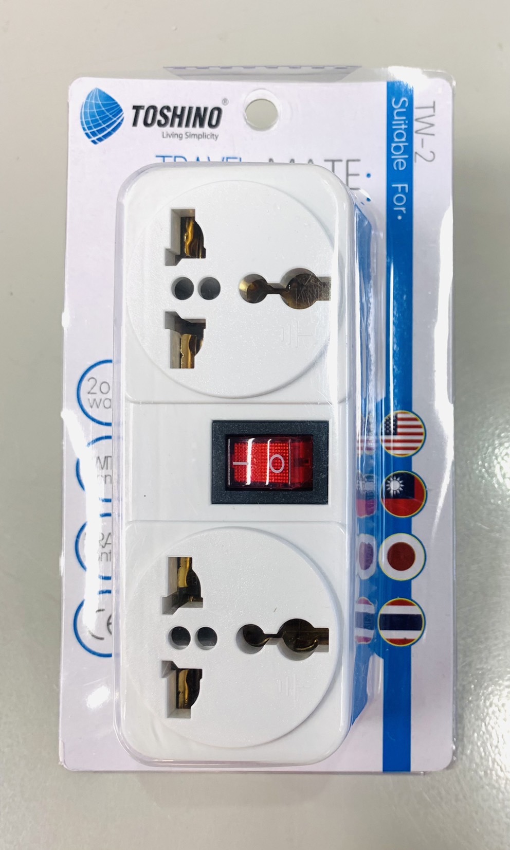 ปลั๊กแปลง มีสวิทซ์ สองหัว TW2 โตชิโน