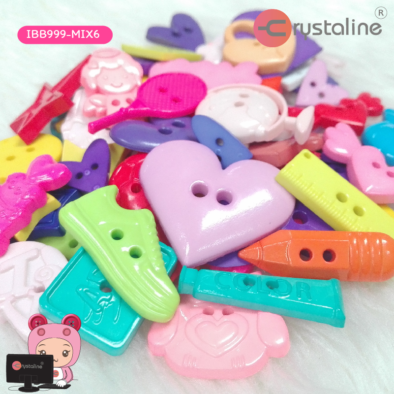 Mixed button in bag - Assorted col. (100g/pack)