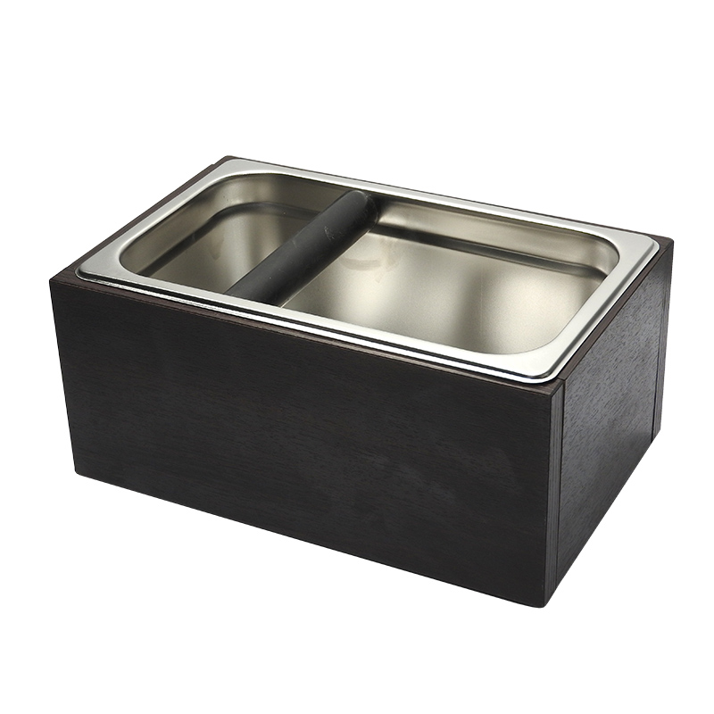 Stainless Knock box + Wood box Height 12.5 cm. 1610-527