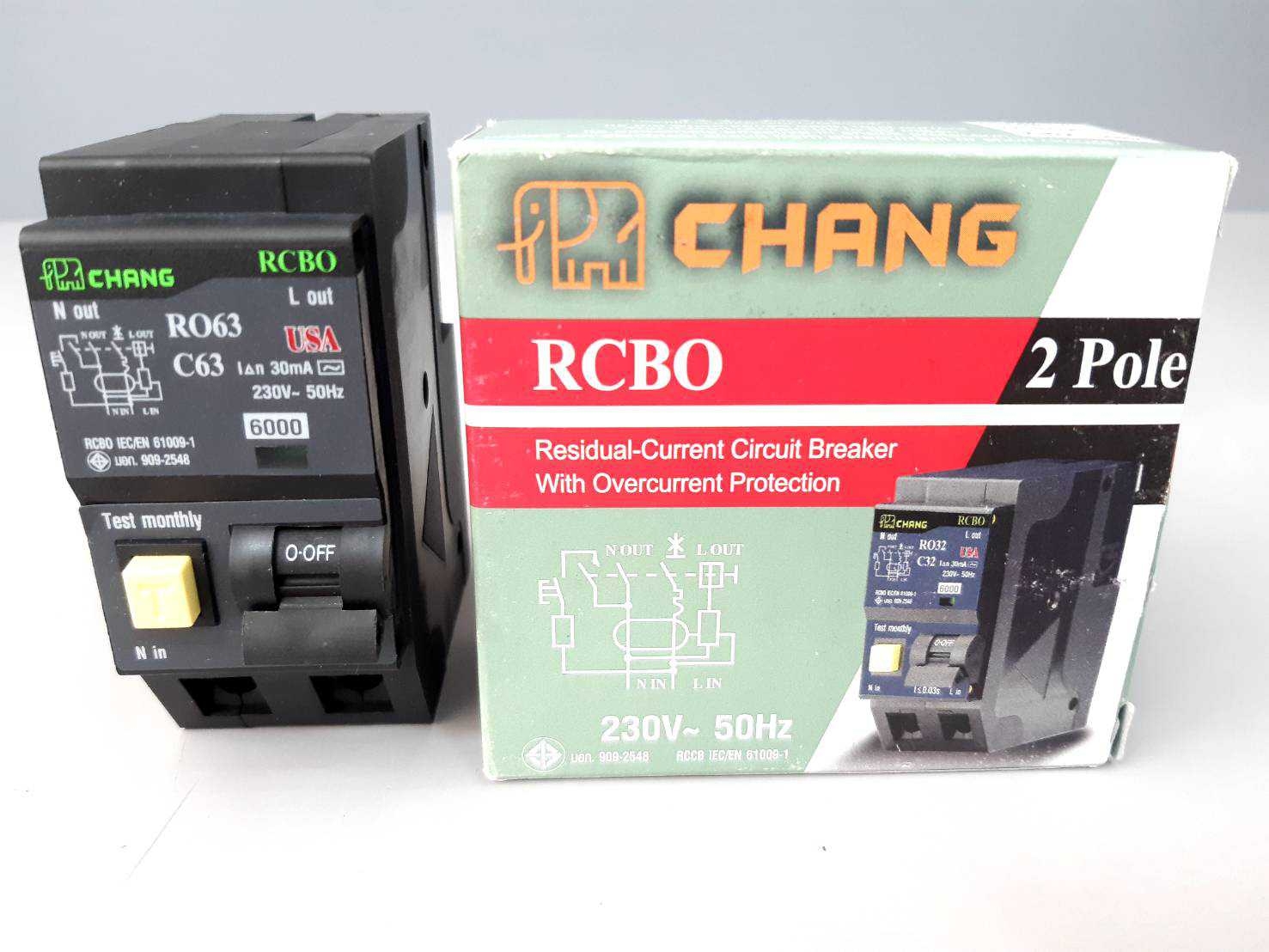 เมนเบรคเกอร์กันดูด 63A ช้าง RCBO