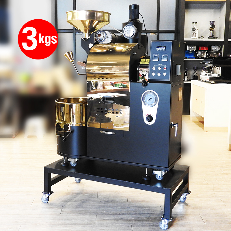 เครื่องคั่วกาแฟ 3 กิโลกรัม แก๊ส มีระบบเชื่อมต่อคอมพิวเตอร์เพื่อควบคุมการคั่ว