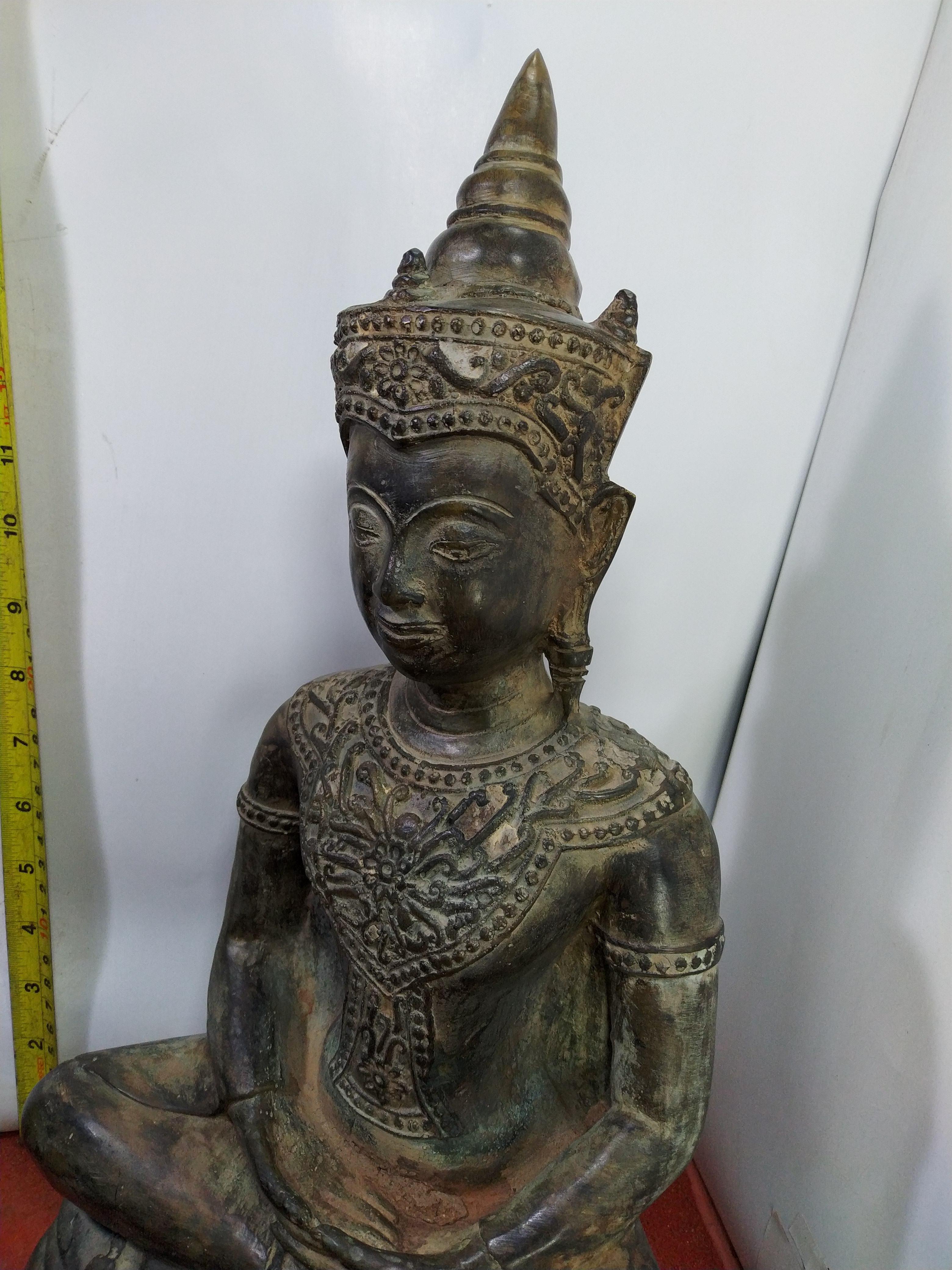 พระอู่ทอง ทรงเครื่อง หน้าตัก 9 นิ้ว เนื้อสำริด สภาพเก่า