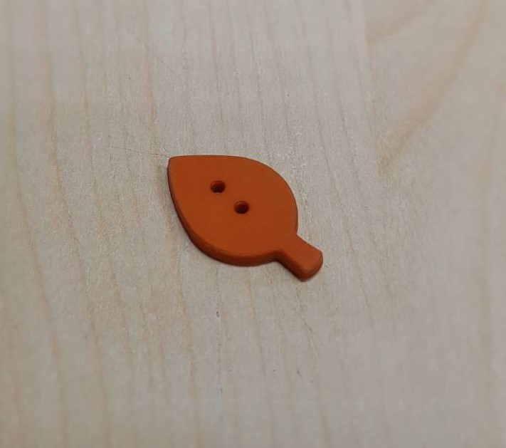 Leaf button - Orange col. (size 28L,1pc/pack)