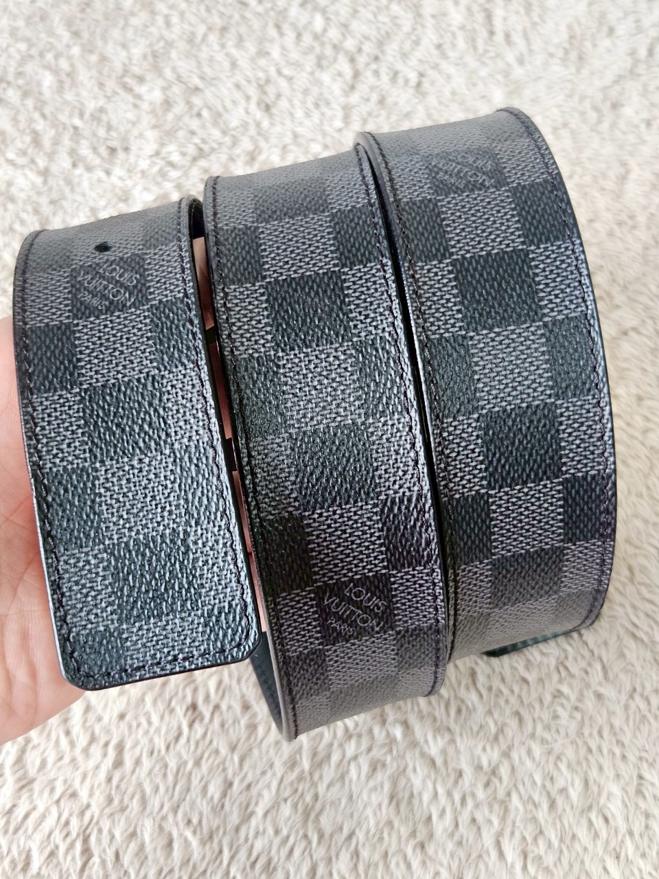 LV M9808 100/40 Initiales Damier Graphite Belt