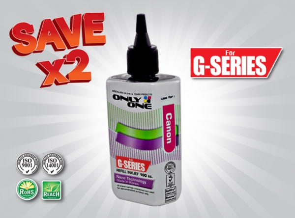 น้ำหมึกยี่ห้อ ONLY ONE ขนาด 100 cc. สำหรับ Canon G-Serie BK สีดำ