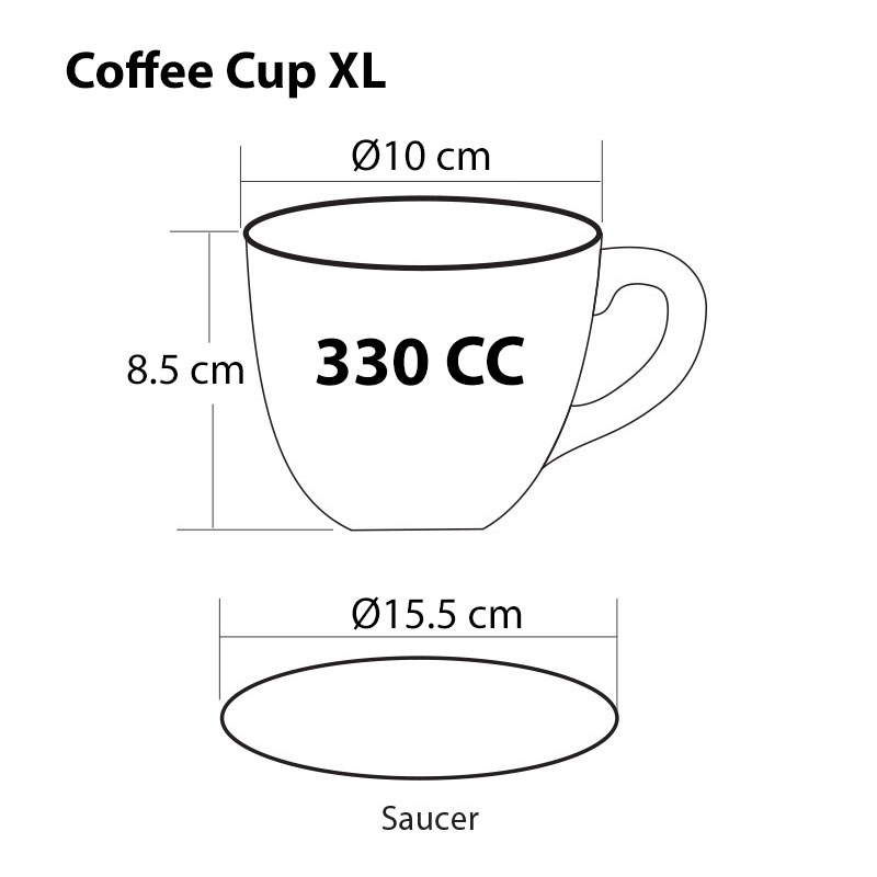Coffee cup 330 CC. Size XL (X1) with Saucer 1618-065