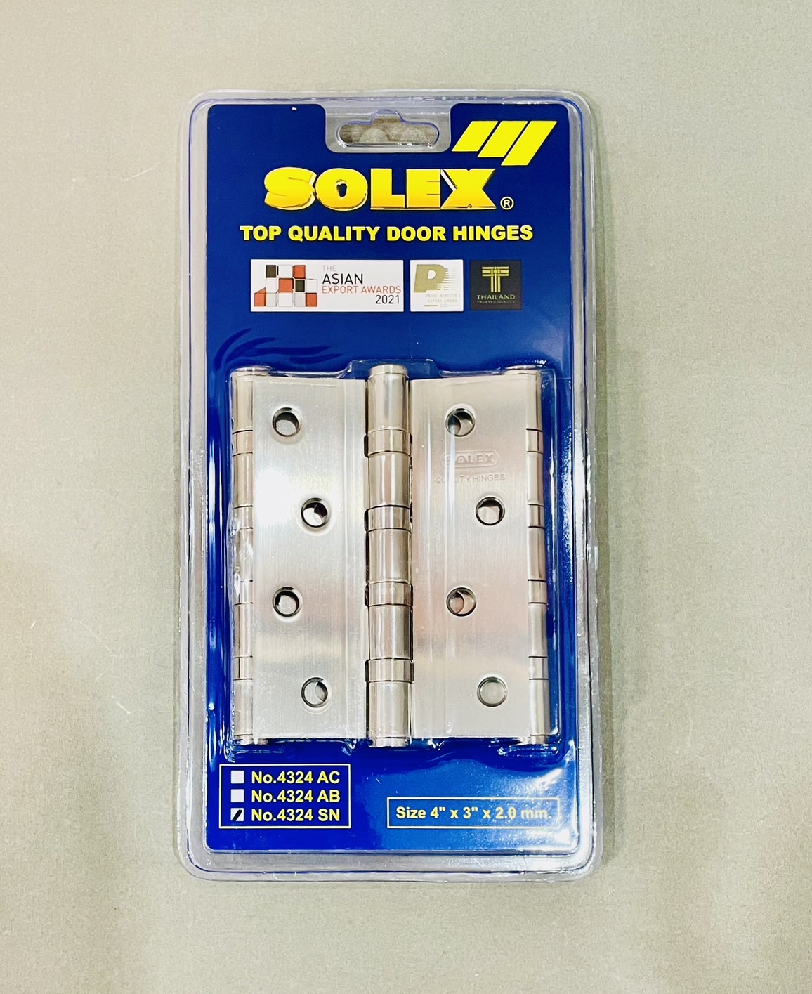 บานพับสแตนเลส S324SN 4" x 3"(แพค3ตัว) Solex