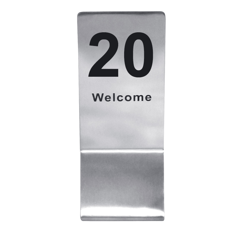 ป้ายโต๊ะสแตนเลสทรงสูง เลข 1-20 1617-020