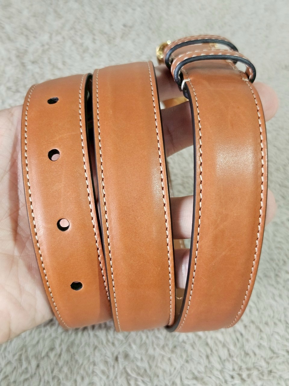 Celine Medium 25MM Triomphe Belt สีน้ำตาล