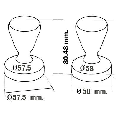 Tamper handle stainless 57.5-58 mm. 1610-141