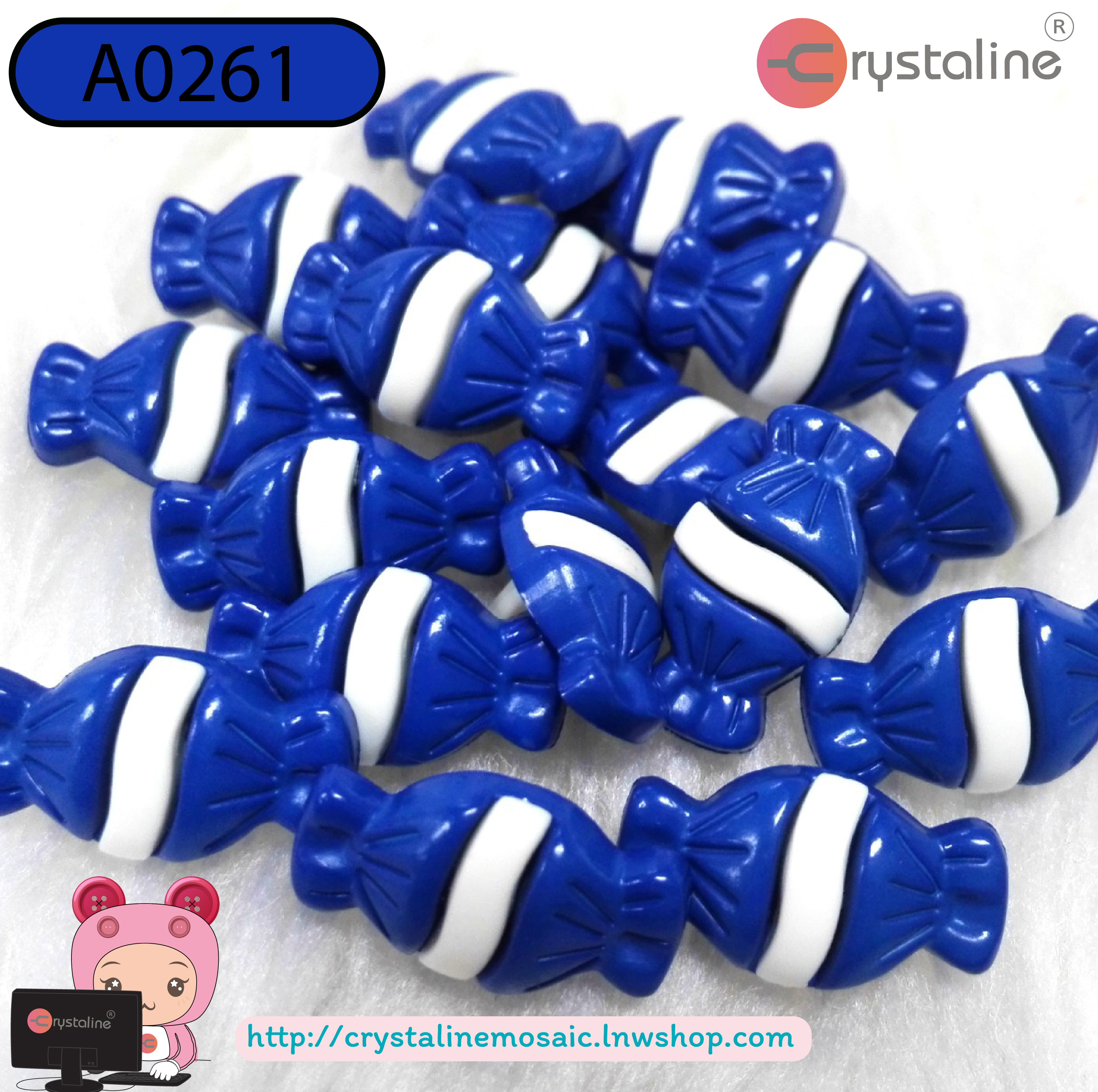 Candy button - Blue col. (size 27L,1pc/pack)