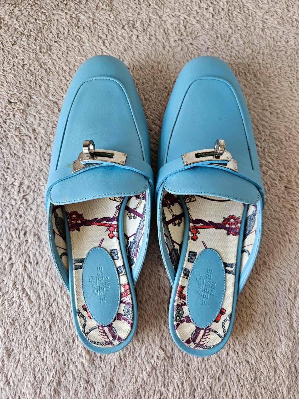 Hermes Oz Mules Blue