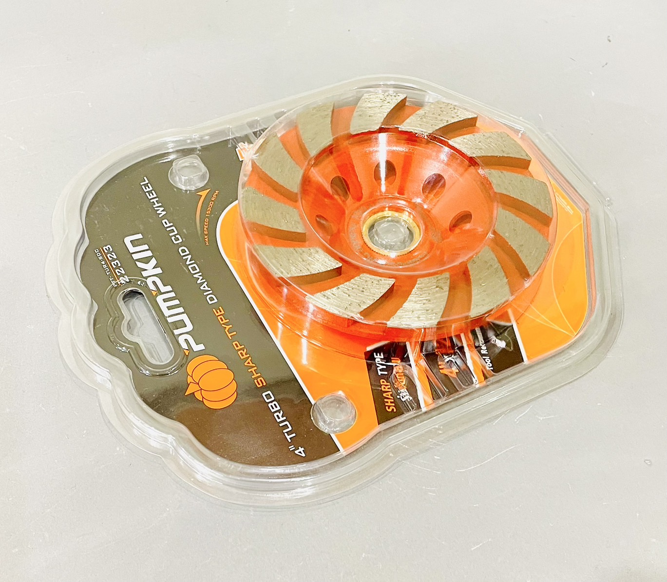 ใบเจียปูน 4" พัมคิน ส้ม ขัดหยาบ (ถ้วยเพชรขัดพื้น)