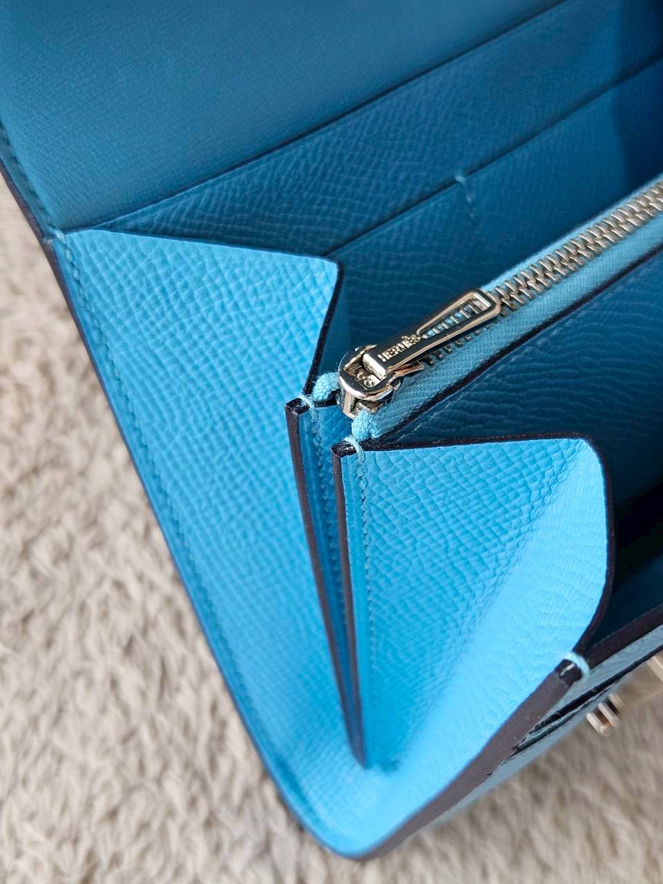 Hermes Constance Light Blue Wallet