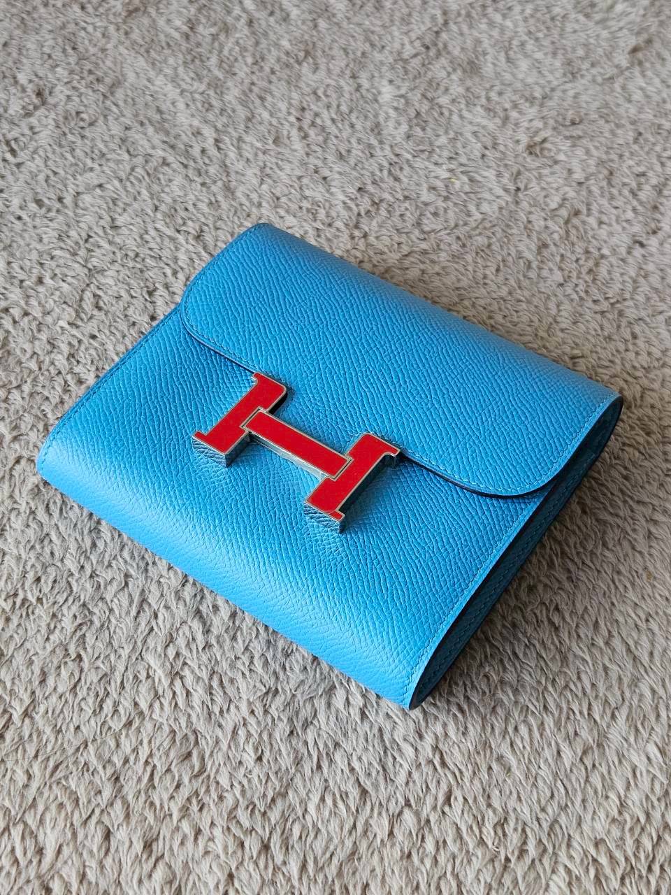 Hermes Constance Light Blue Wallet