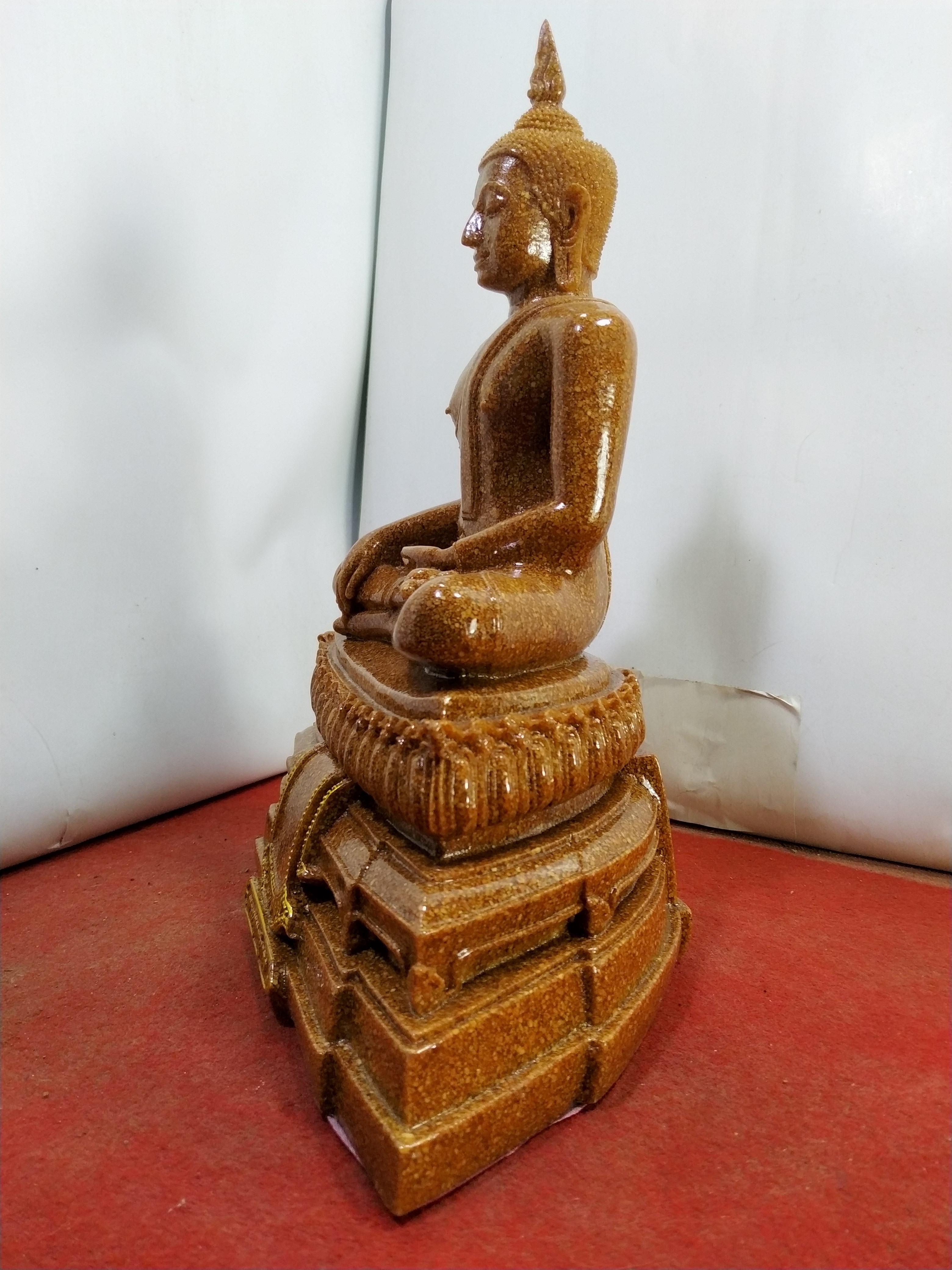 พระพุทธอู่ทอง หน้าตัก 5 นิ้ว เนื้อกระเบื้องหลังคาโบสถ์