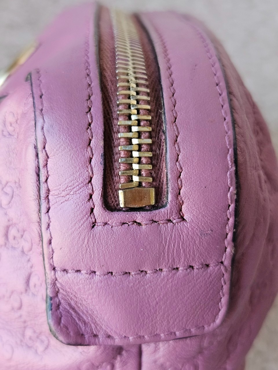 Gucci Small Pouch Cosmetic Pink Leather Interlocking G