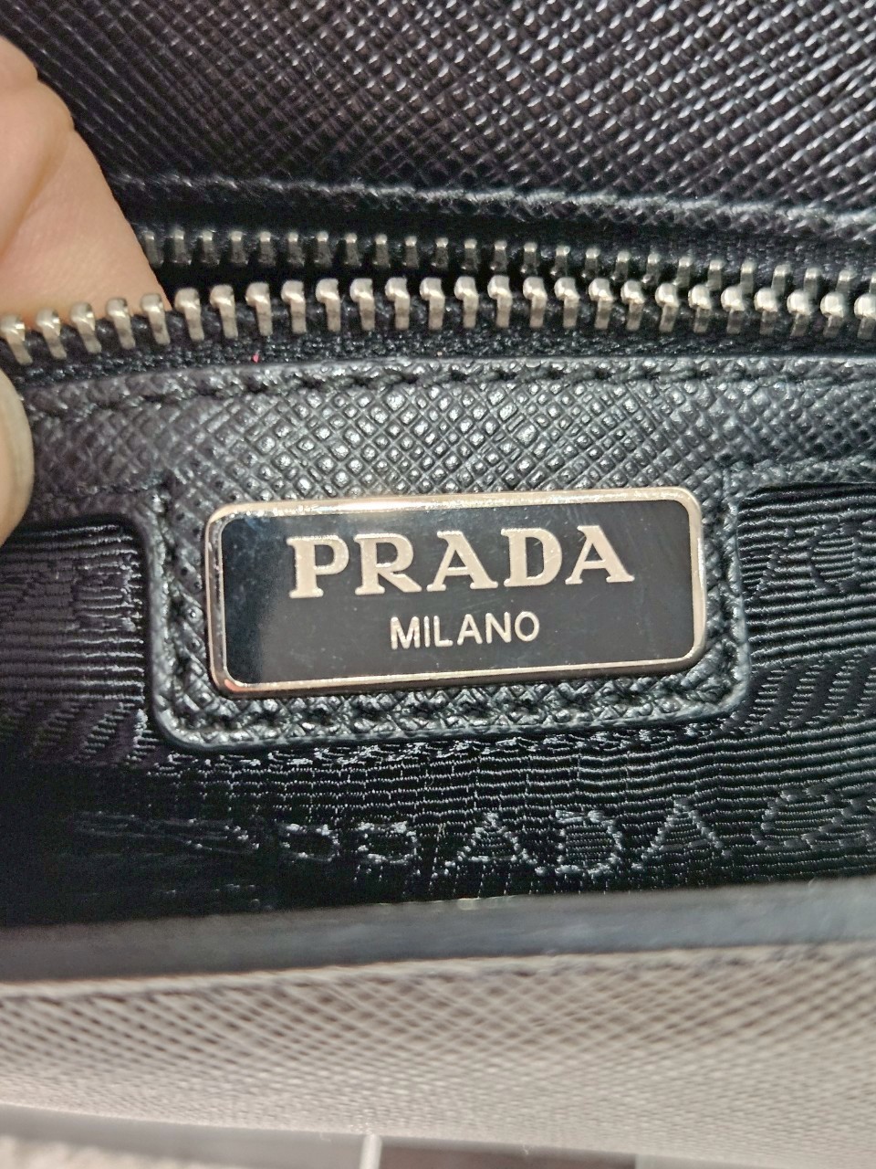 Prada 1BH014 Black Saffiano Leather Chain Shoulder Bag