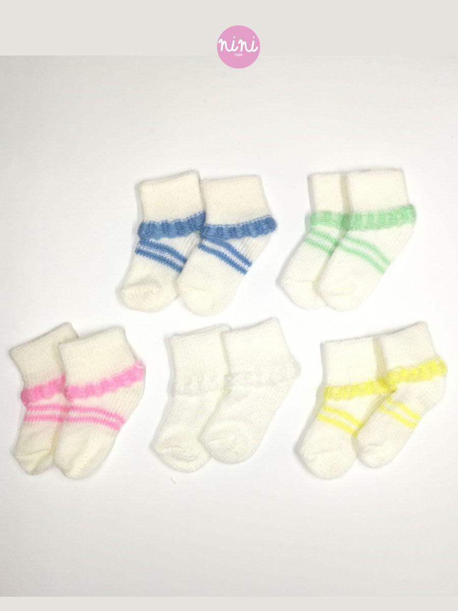 ขายส่ง ถุงเท้าเด็กอ่อน ถุงเท้าทารก ถุงเท้าเด็กแรกเกิด รุ่นถุงเท้าพื้นขาว-ริ้วรุ้ง (ราคาต่อโหล) nongnini1988