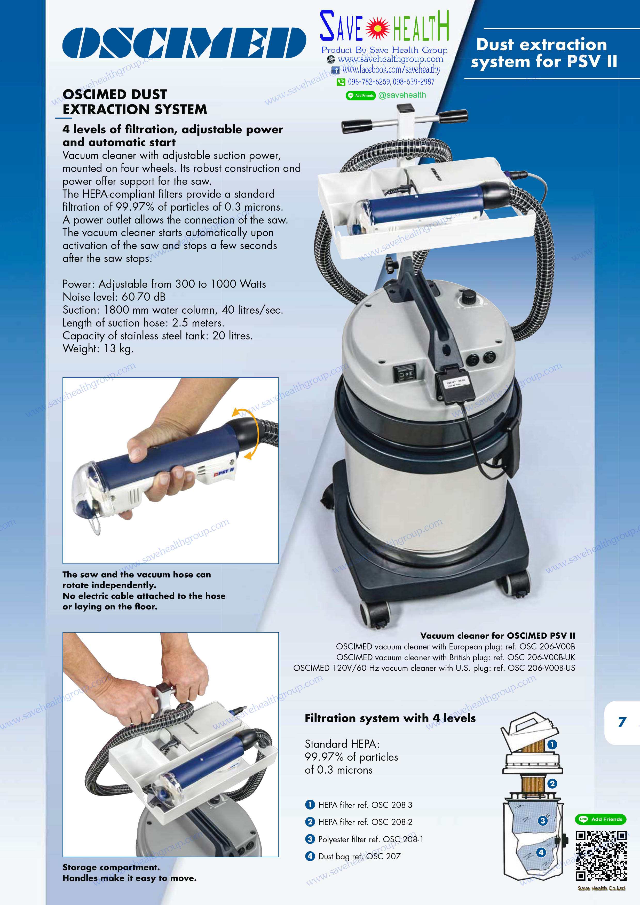 เลื่อยตัดเฝือก เครื่องตัดเฝือก พร้อมเครื่องดูดฝุ่นเฝือก OSCIMED PSV II รุ่นล่าสุด By Save Health Group ชื่อนี้ที่คุณมั่นใจ