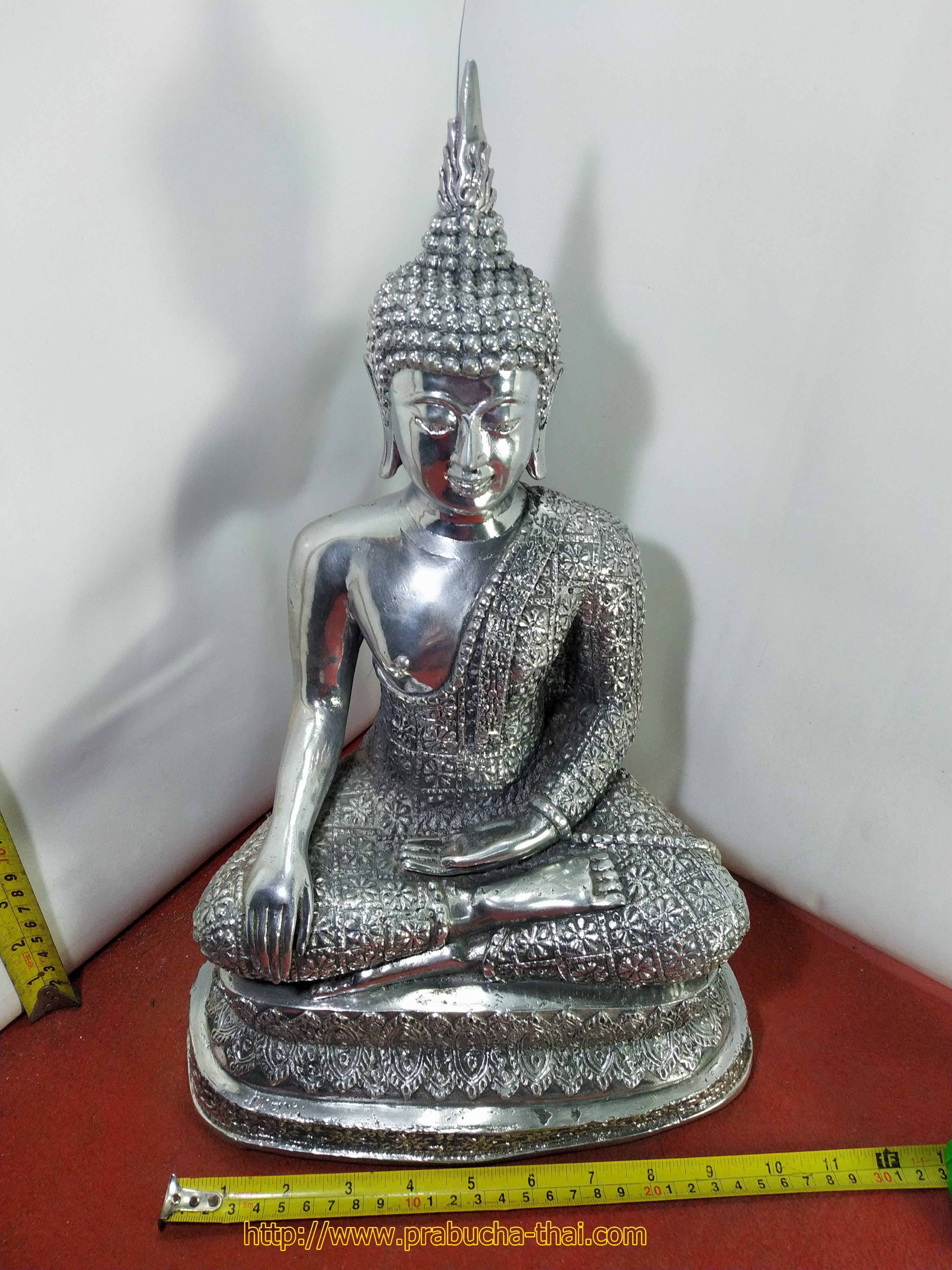 พระสุโขทัย ปางชนะมาร หน้ตัก 9 นิ้ว เนื้อโลหะเงินยวง