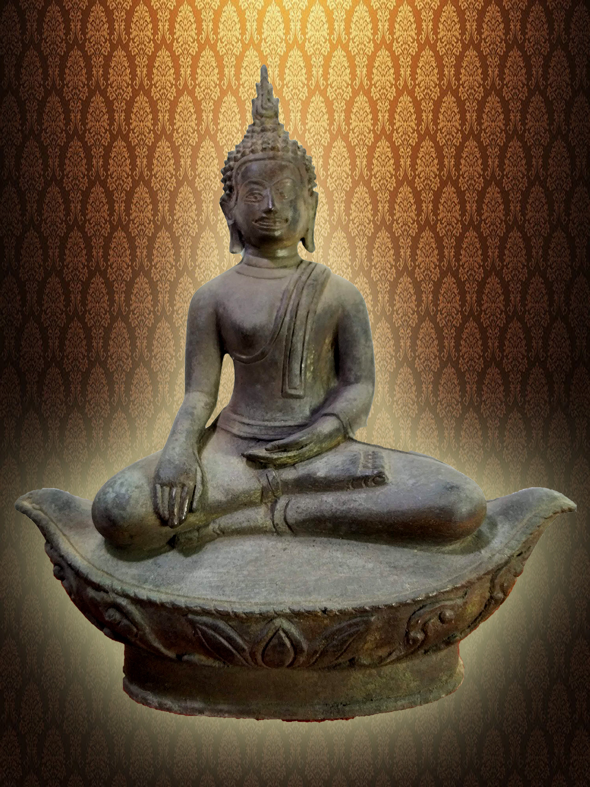 พระอู่ทอง ฐานเรือ หน้าตัก 5 นิ้ว เนื้อสำริด