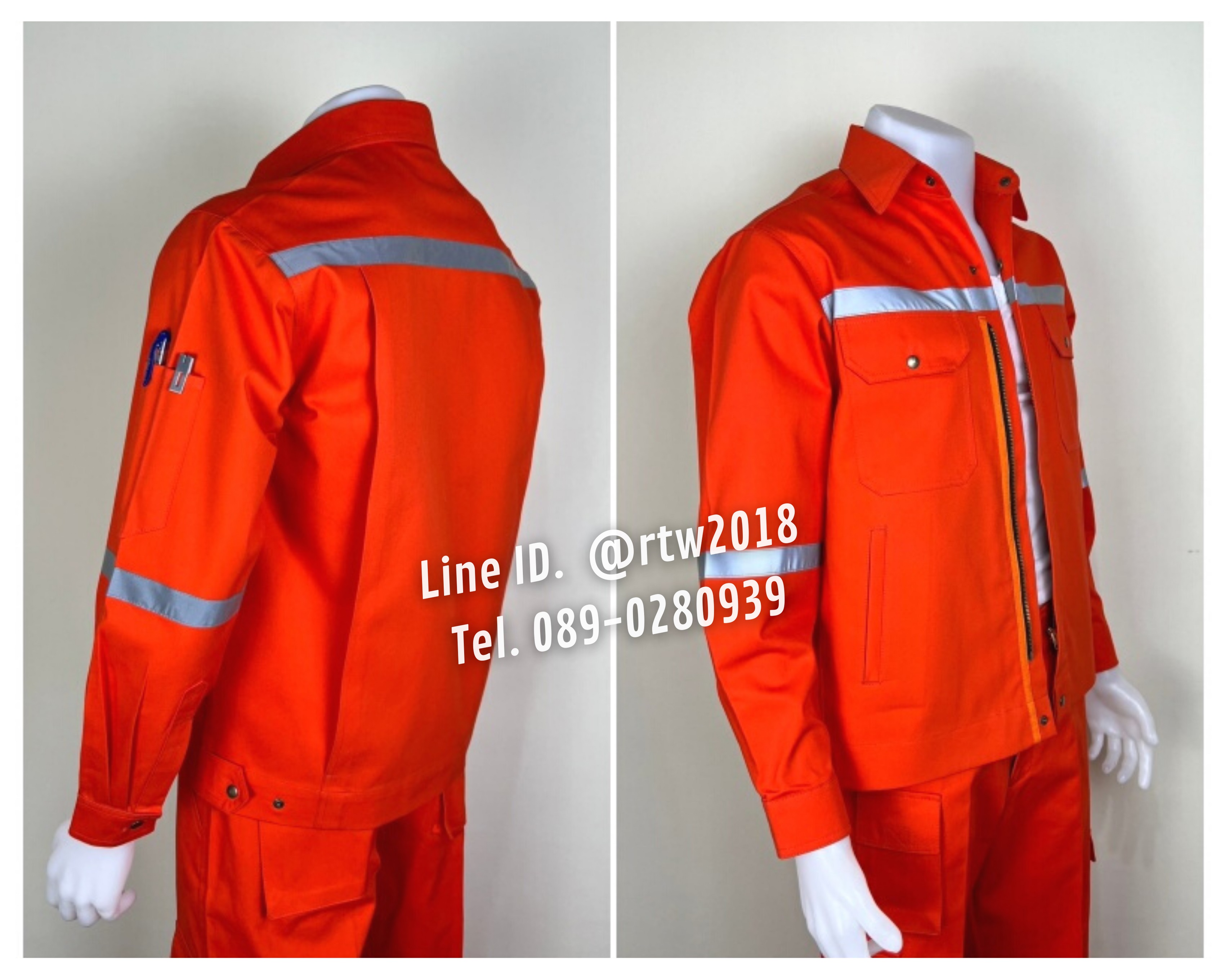 รหัส AB18.4 : เสื้อช่างแจ็คเก็ตแขนยาวผ้าเวสปอยท์ 4 กระเป๋าสีส้ม (ติดสะท้อนแสง)