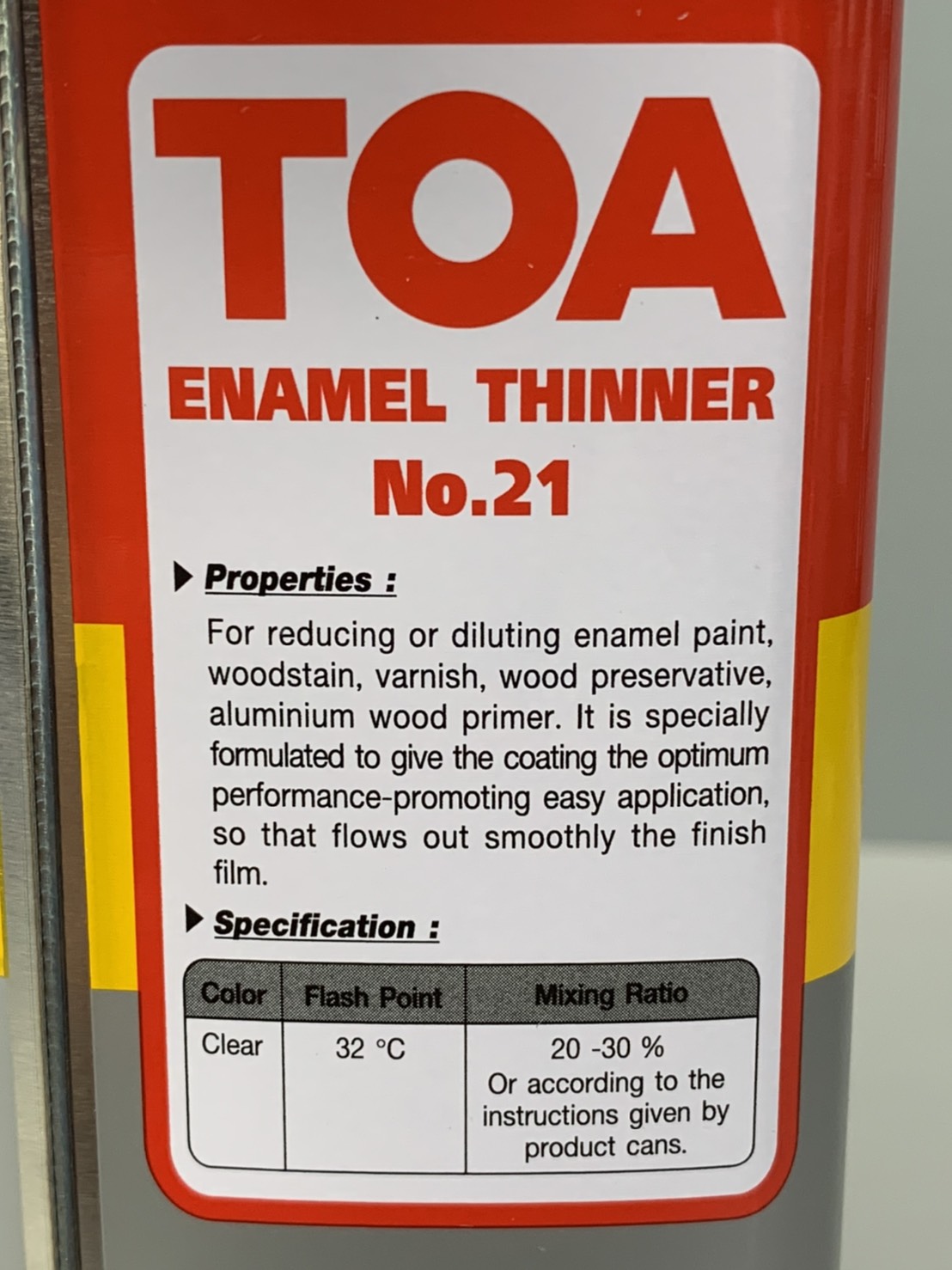 ทินเนอร์ วานิช TOA (0.946ลิตร)