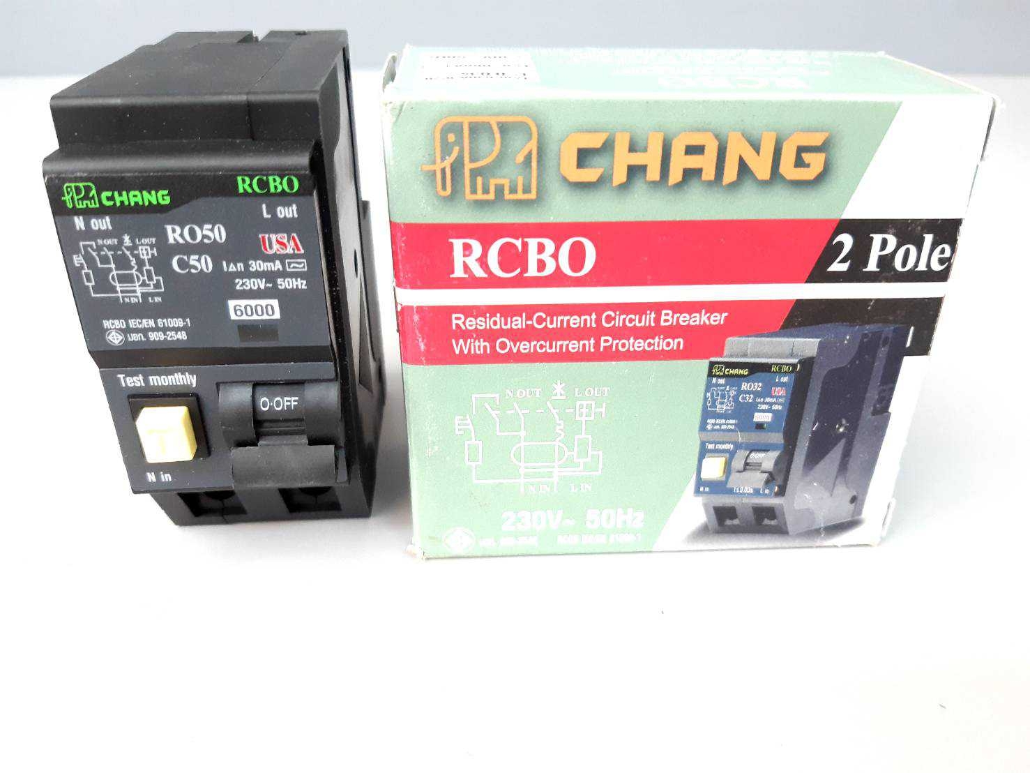 เมนเบรคเกอร์กันดูด 50A ช้าง RCBO