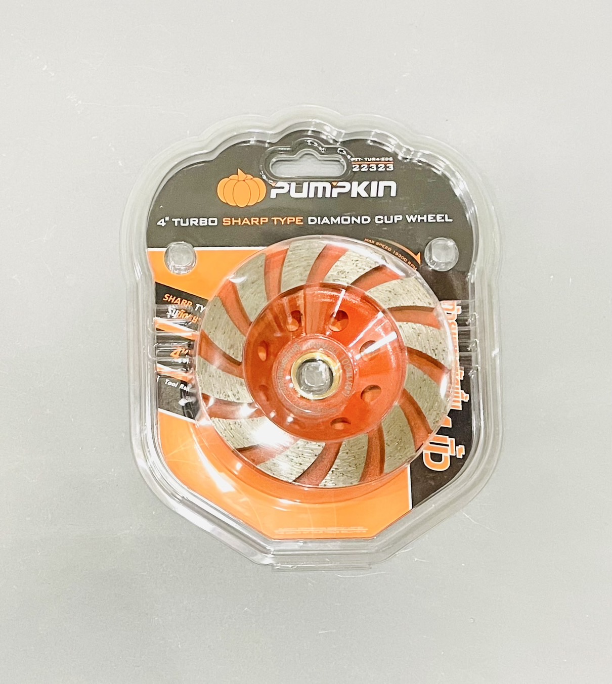 ใบเจียปูน 4" พัมคิน ส้ม ขัดหยาบ (ถ้วยเพชรขัดพื้น)