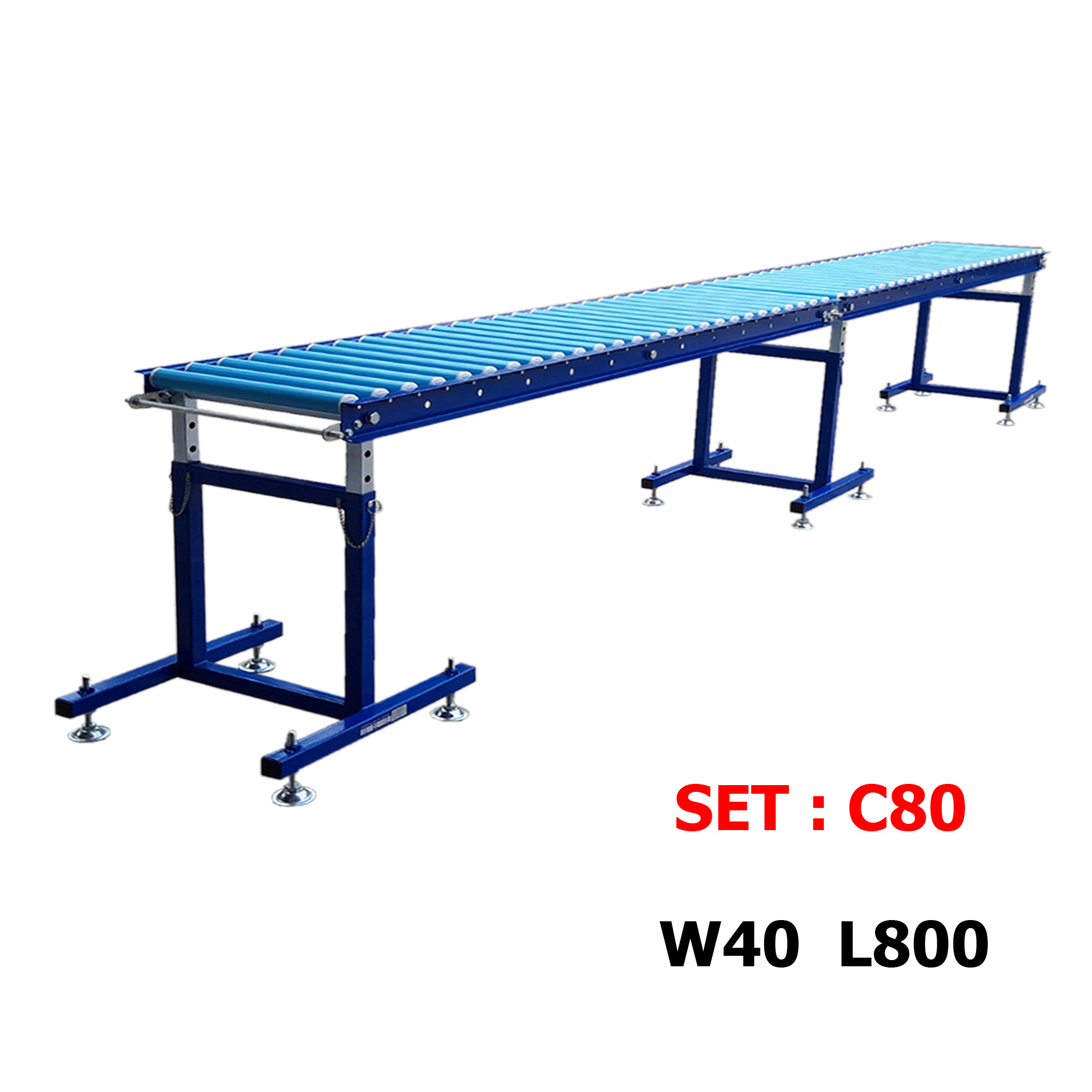 C80 จัดชุด รางลูกกลิ้ง 8M พร้อม ขาตั้ง ( SET C80 L 8M + 3 support ) ( กว้าง 40 ซม , ยาว 8 ม. , สูงปรับได้ 60-100 ซม. )