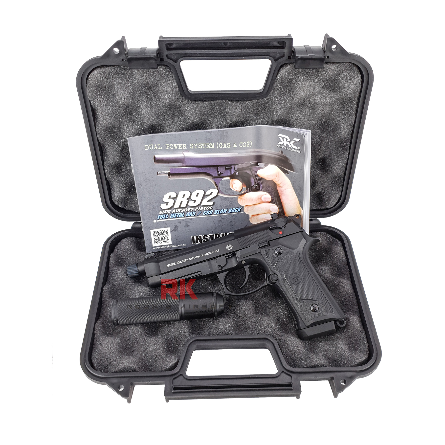 SRC Beretta M9A3 + Silencer GBB (Black)