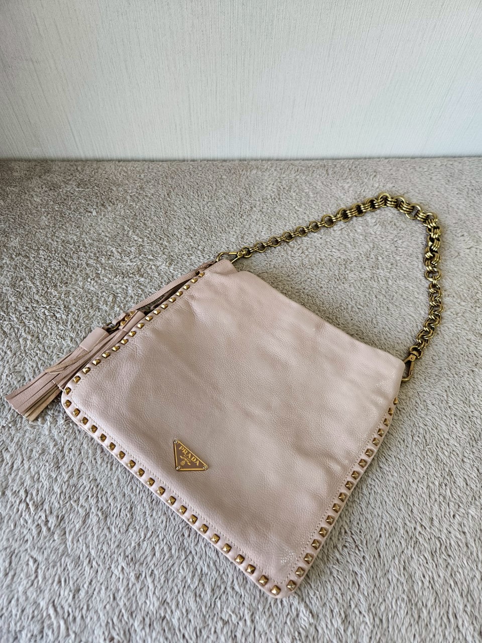 Prada Pink Vitello Metal Studded