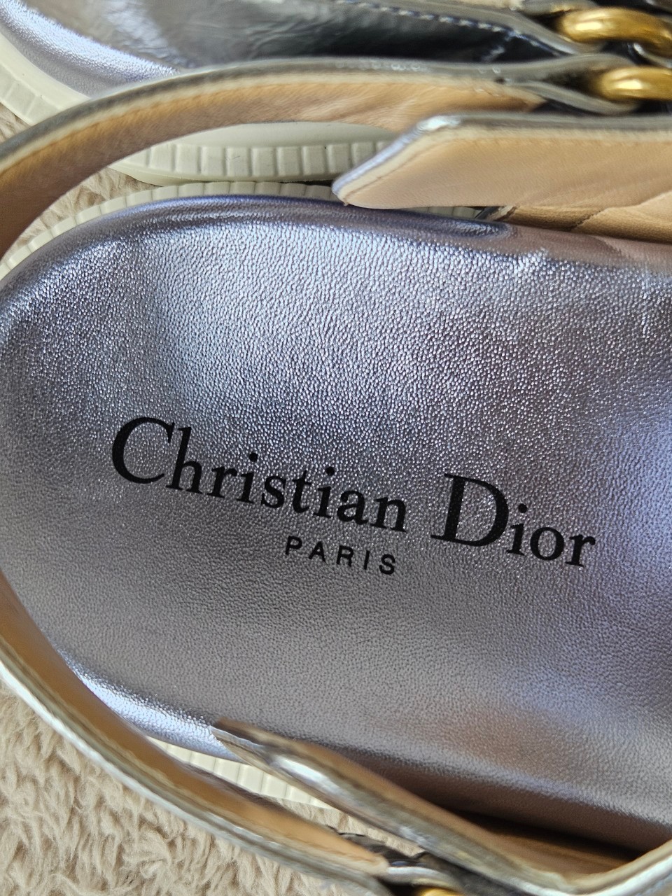 Dior Dioract Silver Leather Sandals