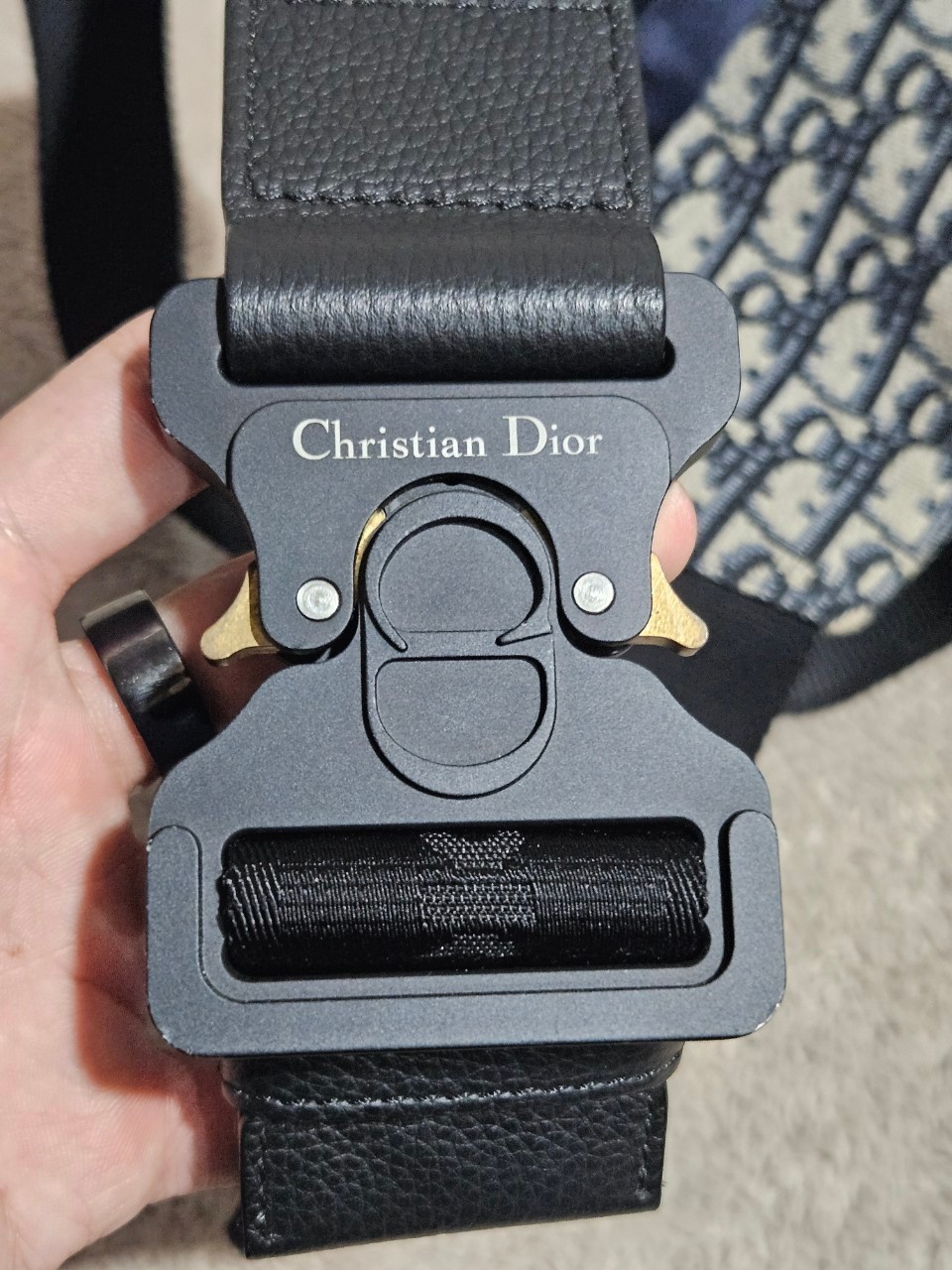 Dior Saddle Beige and Black Oblique Jacquard