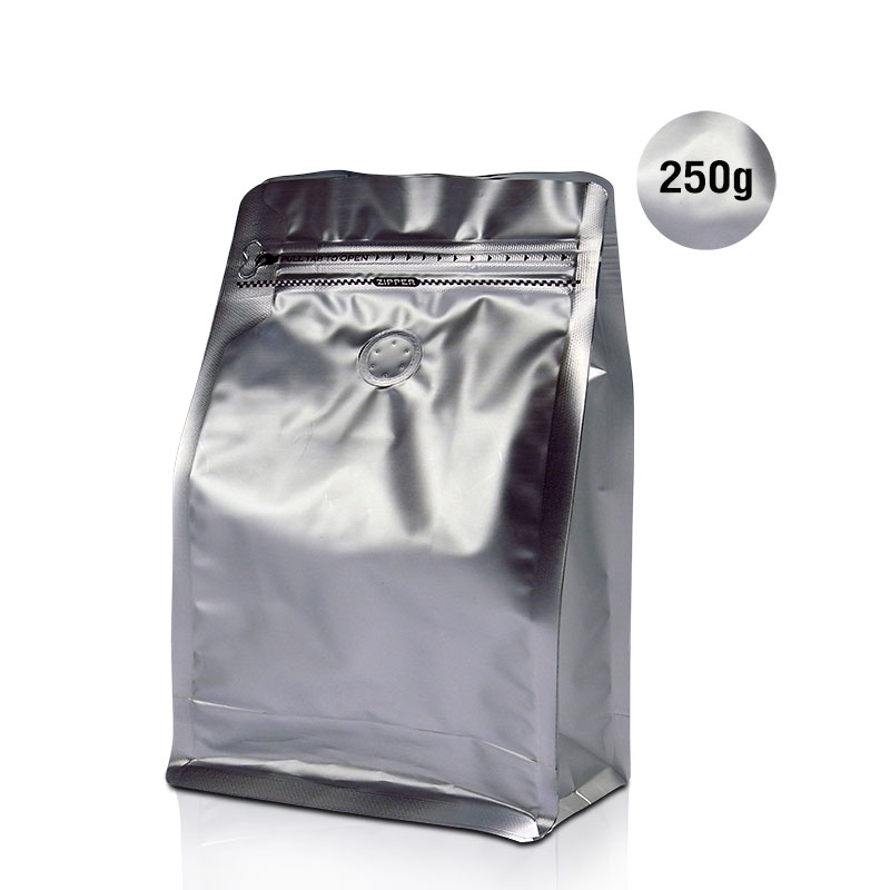 Cube Series coffee bag 250g with valve, zip lock, can stand, expandable beside (50PCS Per Pack)