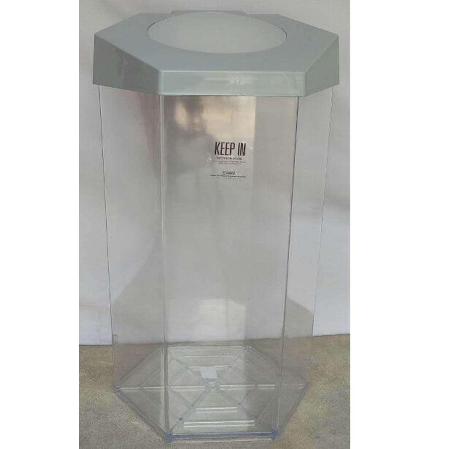 ถังขยะหกเหลี่ยม ใส 56 ลิตรฝา 1 ช่องทิ้ง