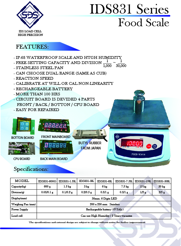Galaxy SDS เครื่องชั่งอาหารแช่แข็ง IDS 813