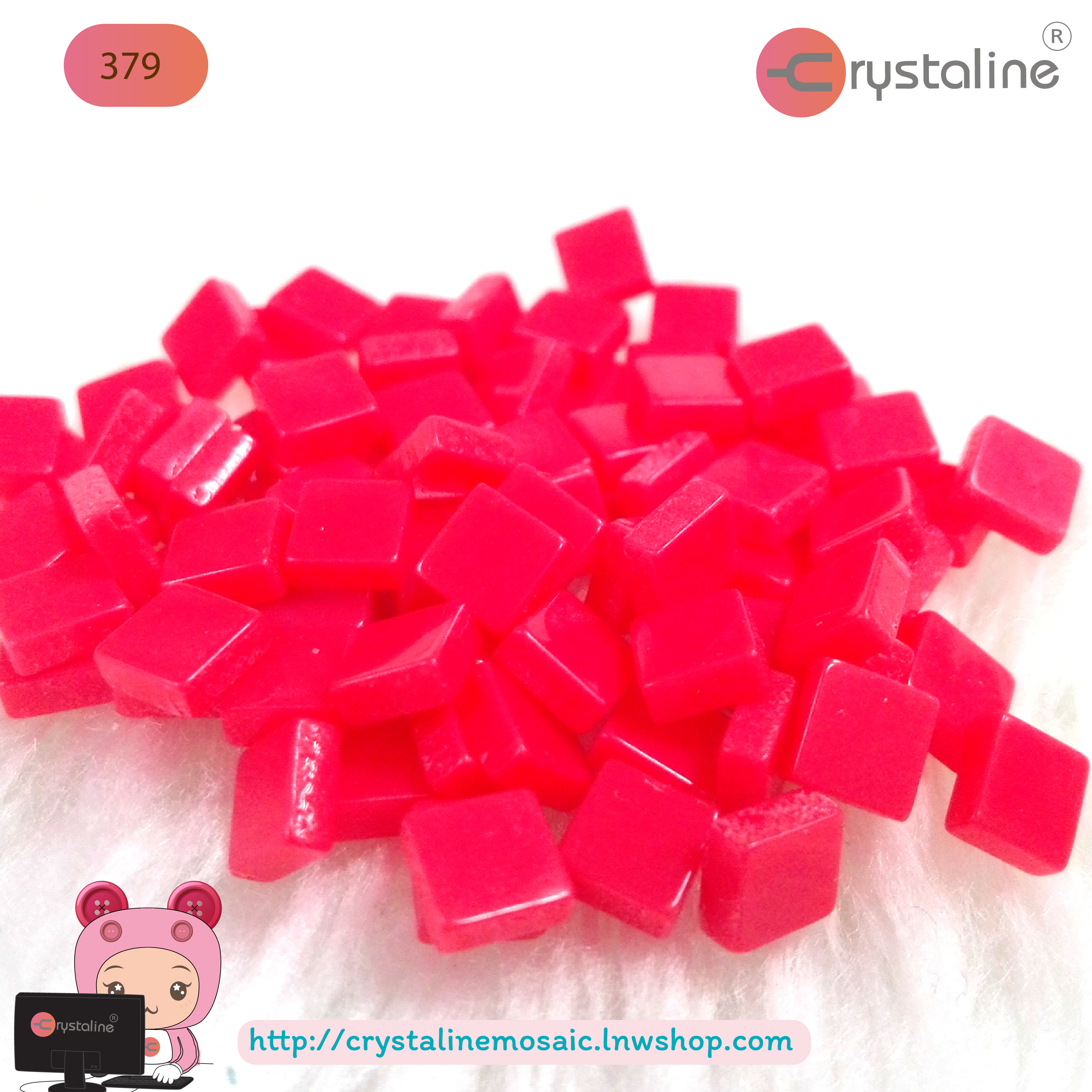 Mosaic opaque Mandarin red col. (size 5x5 mm80g/pack)