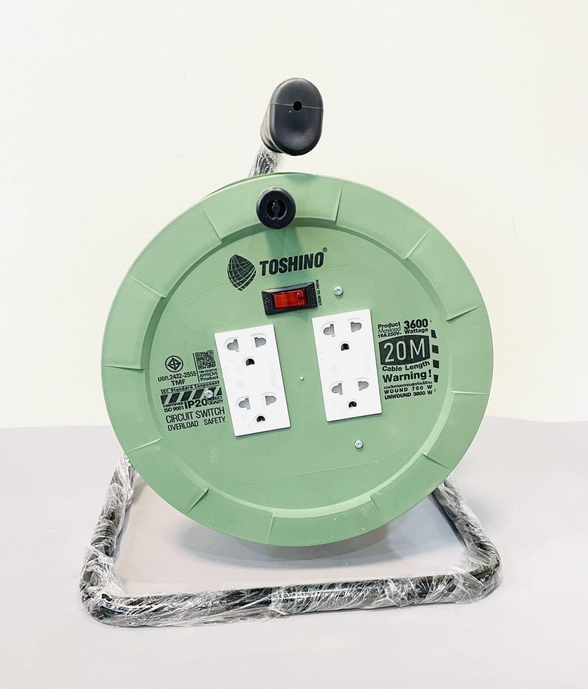 โรลเก็บสายไฟ โตชิโน 3x1.5 20เมตร.PM315ST-20M