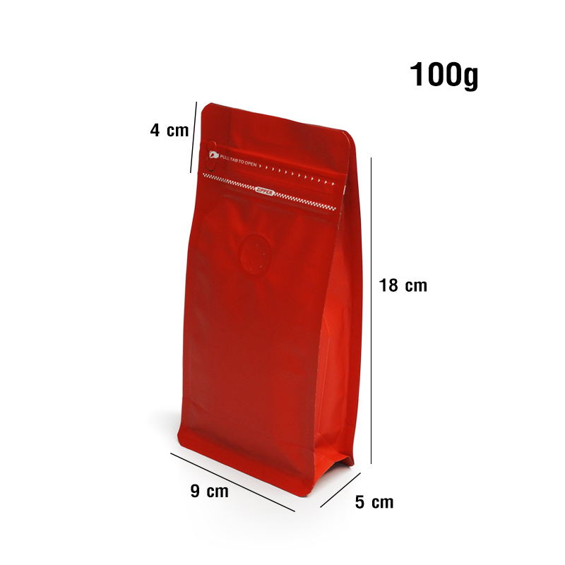 Cube Series coffee bag 100g with valve, zip lock, can stand, expandable beside (50PCS Per Pack)