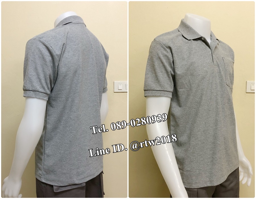 เสื้อโปโลแขนสั้นสีเทา (รหัส I4)