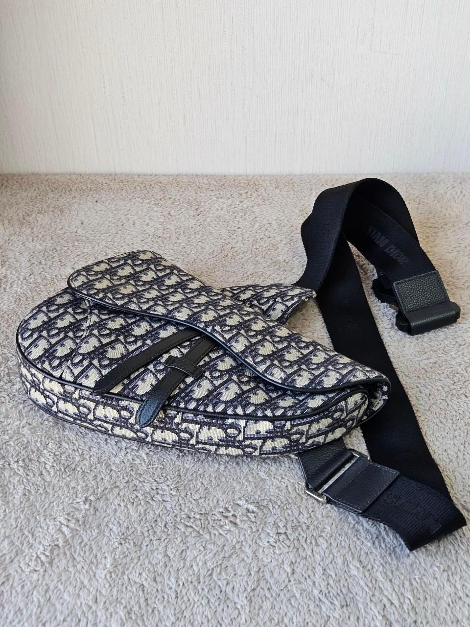 Dior Saddle Beige and Black Oblique Jacquard