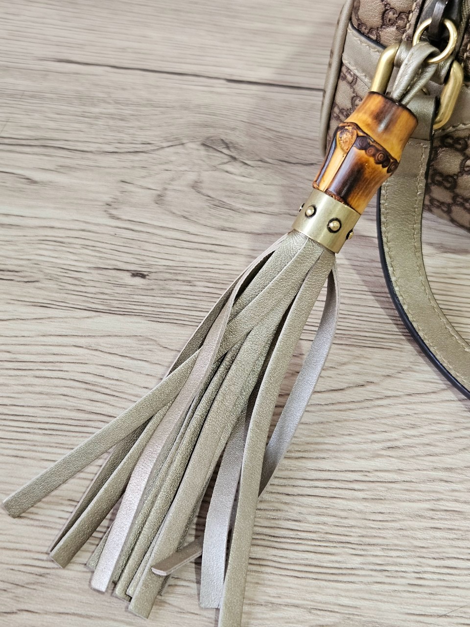 Gucci Guccissima Bamboo Metallic Gold Shoulder bag