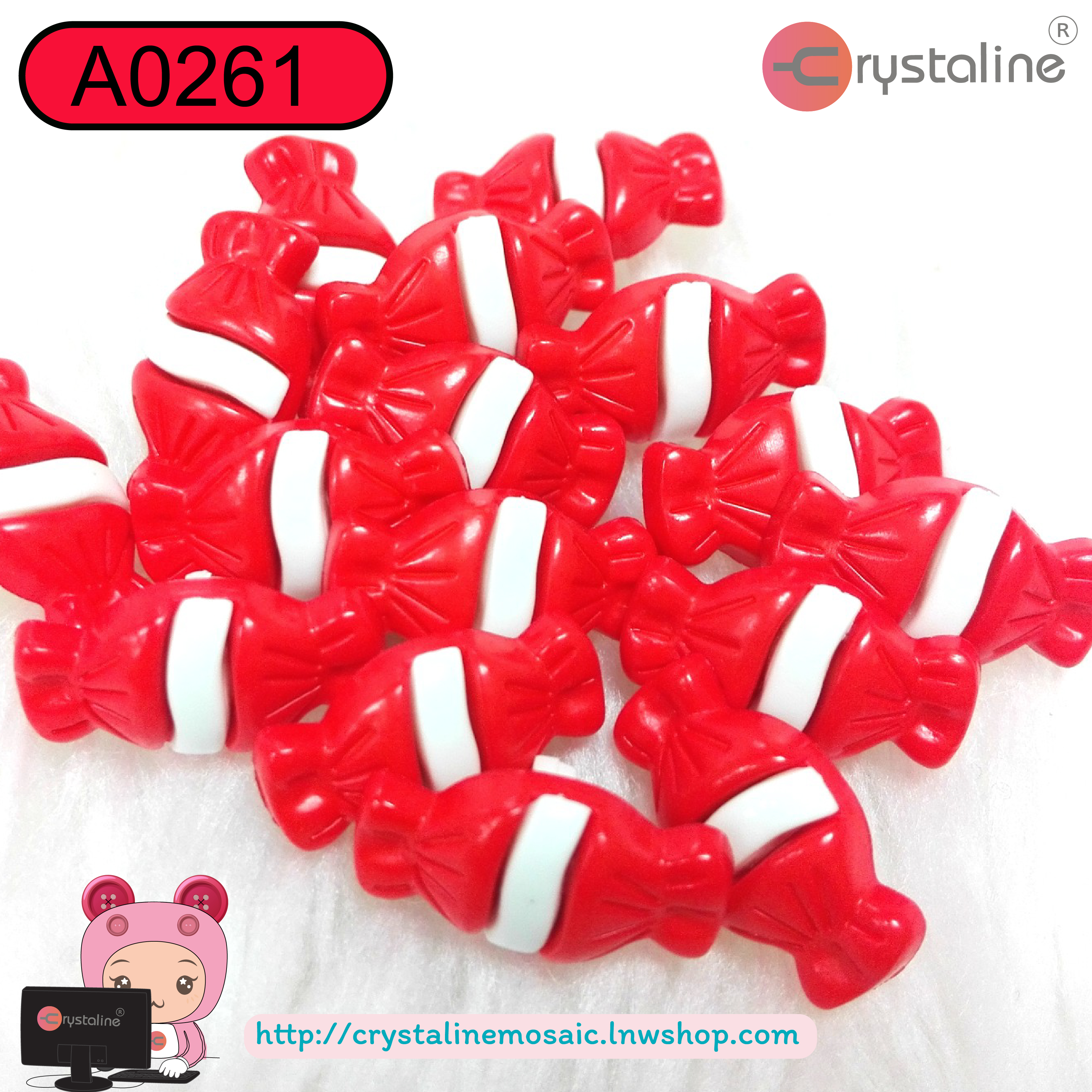 Candy button - Red col. (size 27L,1pc/pack)