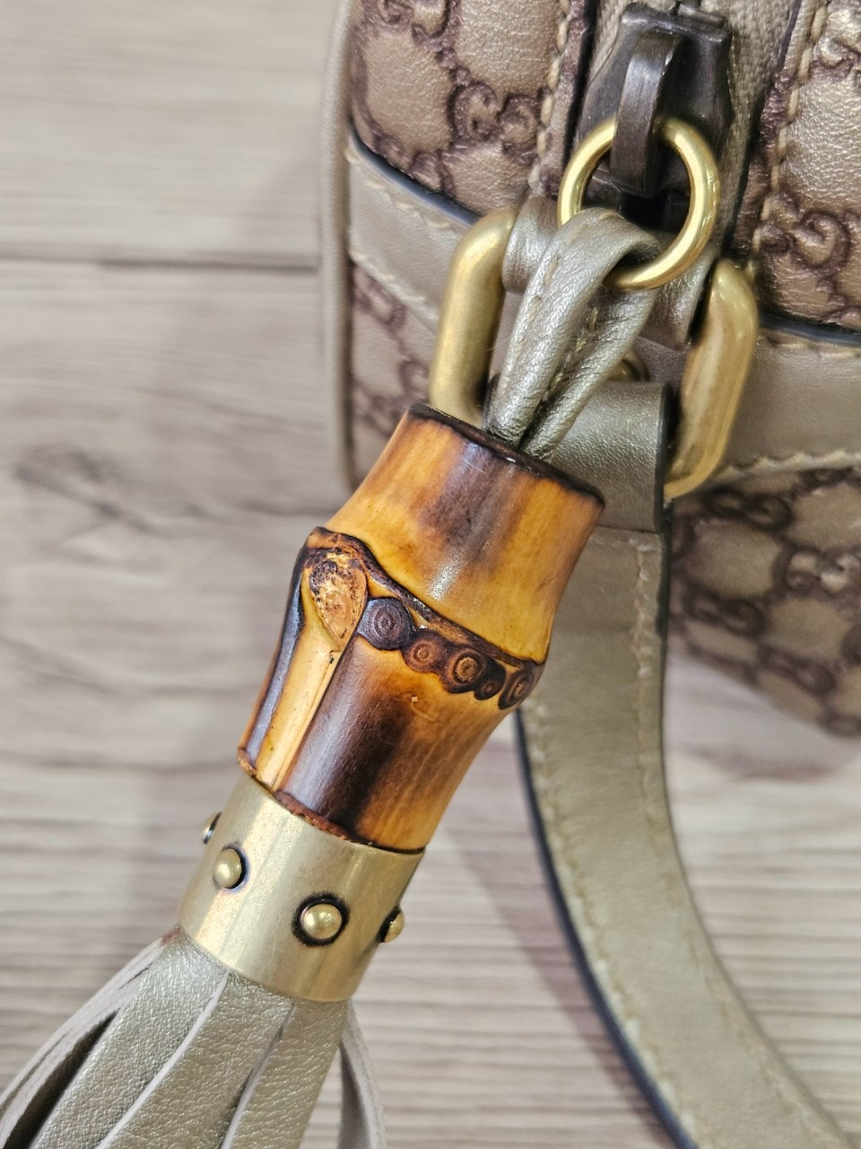 Gucci Guccissima Bamboo Metallic Gold Shoulder bag