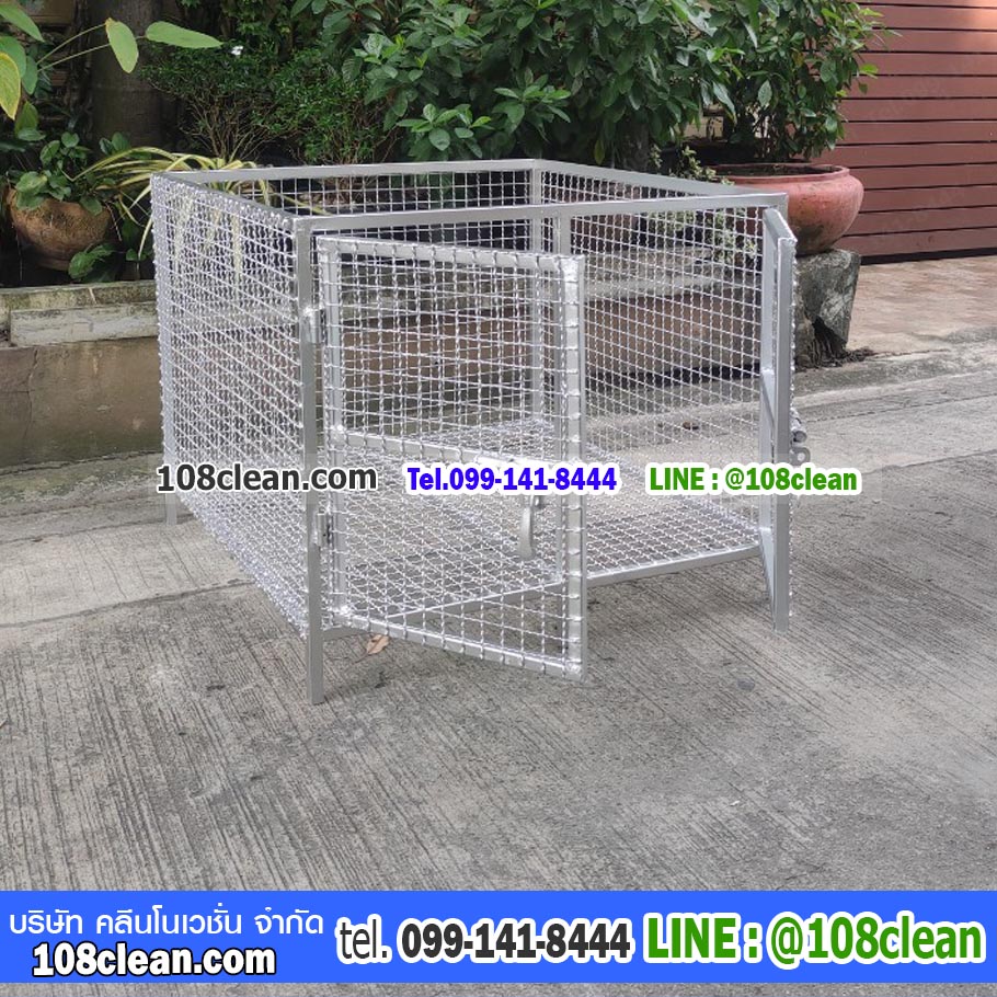 ตะแกรงทิ้งขยะขนาดใหญ่แบบมีประตู
