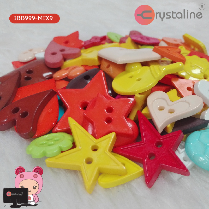 Mixed button in bag - Assorted col. (100g/pack)