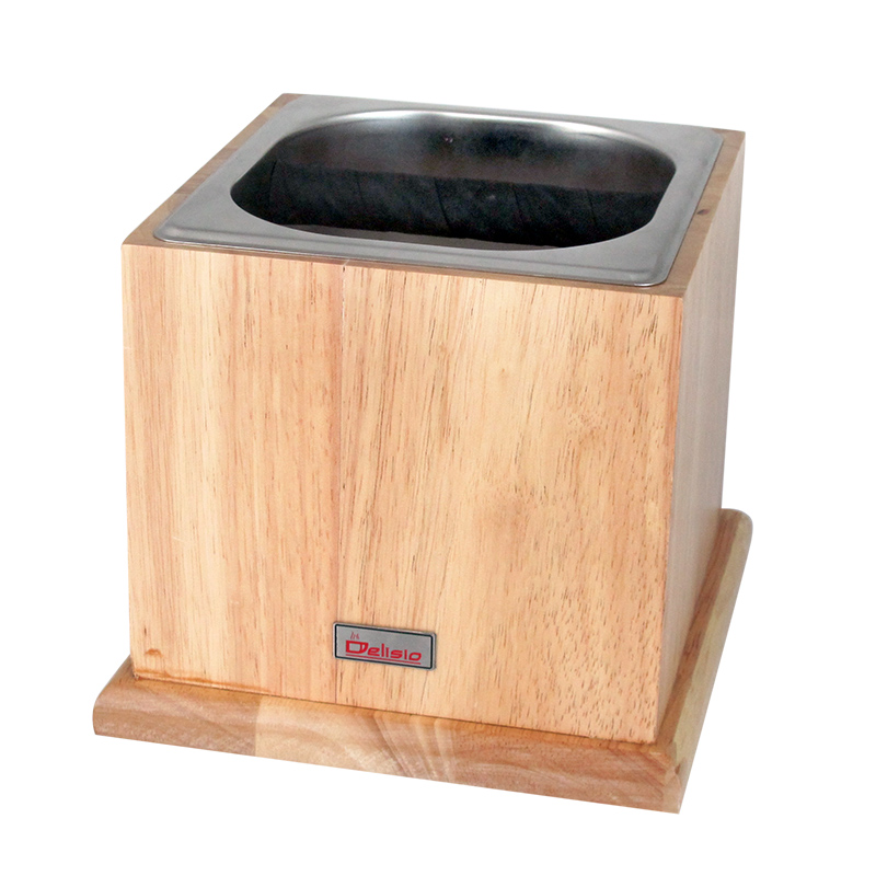 Stainless Knock box + Wood box Height 16.8 cm. (Large) 1610-263